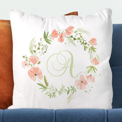 Personalised Floral Initial Cushion Cover