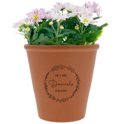 Personalised Floral Wreath Terracotta Pot