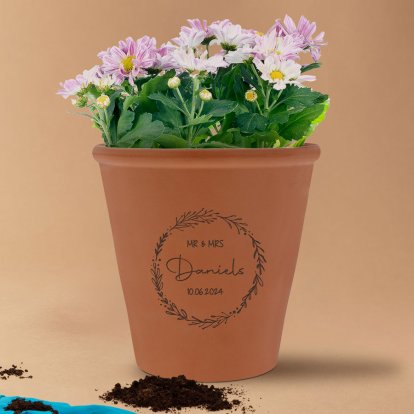 Personalised Floral Wreath Terracotta Pot