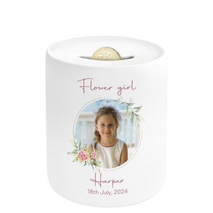 Personalised Flower Girl Photo Money Box