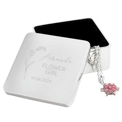 Personalised Flower Girl Square Trinket Box