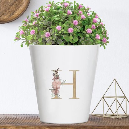 Personalised Flower & Plant Pot - Floral Initial