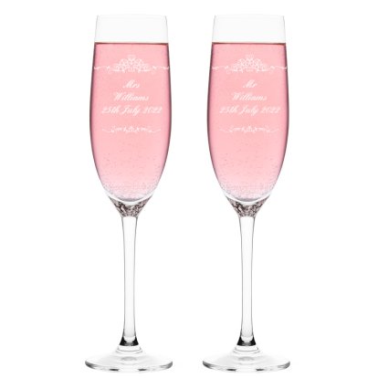Personalised Flutes for Couples - Ornate Swirl Design