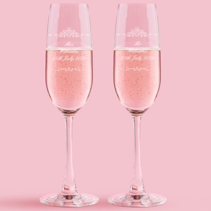 Personalised Flutes for Couples - Ornate Swirl Design