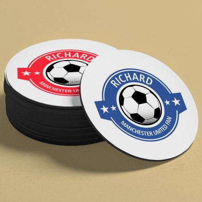 Personalised Football Coasters with Colour Options