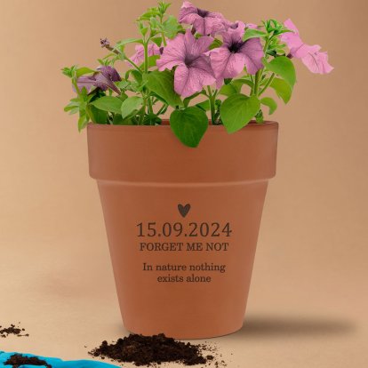 Personalised Forget Me Not Terracotta Flower Pot