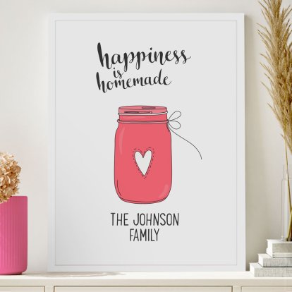 Personalised Framed Poster - Happiness is Homemade 