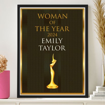 Personalised Framed Poster - Woman of The Year 