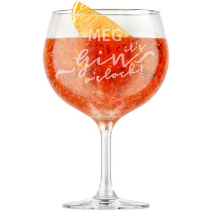 Personalised Gin Glass - It's Gin o'clock!