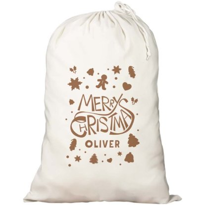 Personalised Gingerbread Collection Cotton Sack 