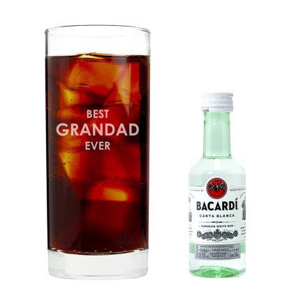 Personalised Glass & Bacardi Set - Best Grandad Ever