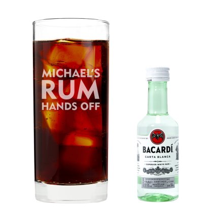 Personalised Glass & Bacardi Set - My Rum