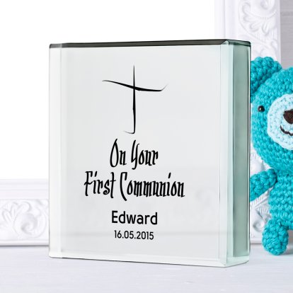 Personalised Glass Block - First Communion 11