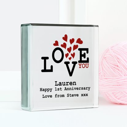 Personalised Glass Block - Love Bubbles 11