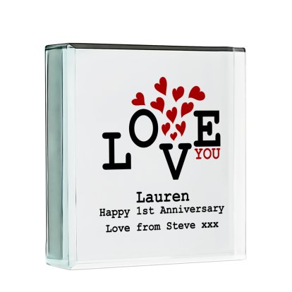 Personalised Glass Block - Love Bubbles