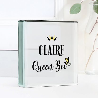 Personalised Glass Block - Queen Bee 11