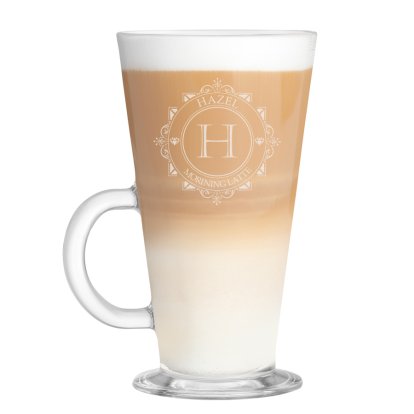 Personalised Glass Latte Mug - Decorative Initial