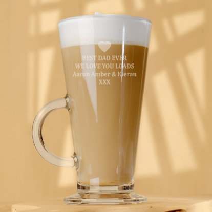 Personalised Glass Latte Mug - Heart Design