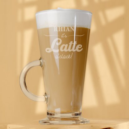 Personalised Glass Latte Mug - It's Latte O'Clock!