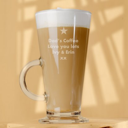 Personalised Glass Latte Mug - Star Design