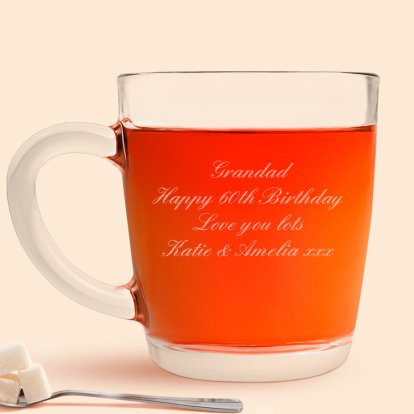 Personalised Glass Tea Cup - Any Message