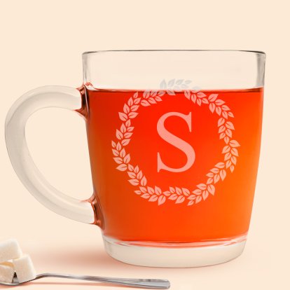 Personalised Glass Tea Cup - Floral Initial