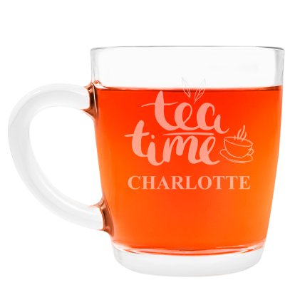 Personalised Glass Tea Cup - Tea Time