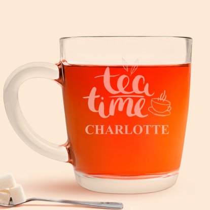 Personalised Glass Tea Cup - Tea Time
