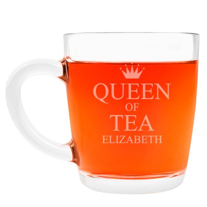 Personalised Glass Tea Mug - Queen of Tea