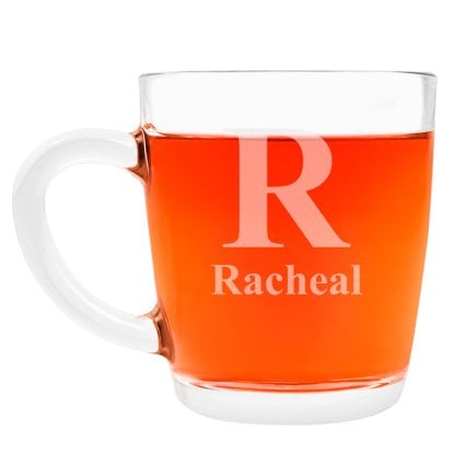 Personalised Glass Teacup - Initial & Name