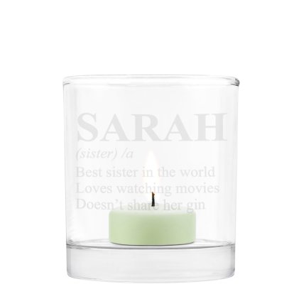 Personalised Glass Tealight Candle Holder - Definition