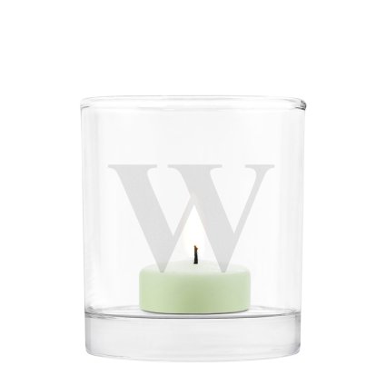 Personalised Glass Tealight Candle Holder - Initial