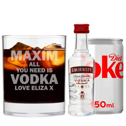Personalised Glass & Vodka Coke Gift Set - All You Need is Vodka