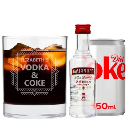Personalised Glass & Vodka Coke Gift Set - Badge