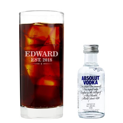 Personalised Glass & Vodka Set - Established Absolut
