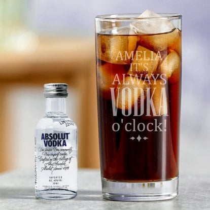 Personalised Glass & Vodka Set - VODKA o'clock! Absolut