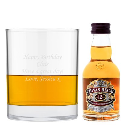 Personalised Glass & Whisky Set - Message