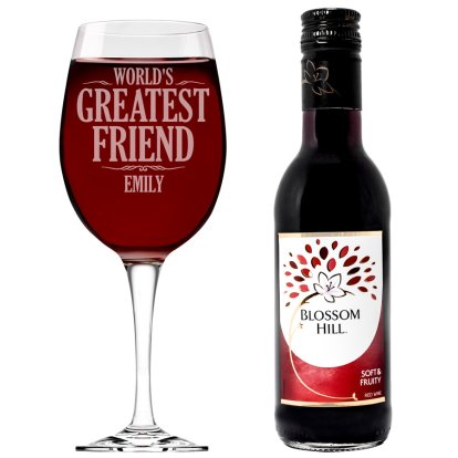 Personalised Glass & Wine Set - World's Greatest Red