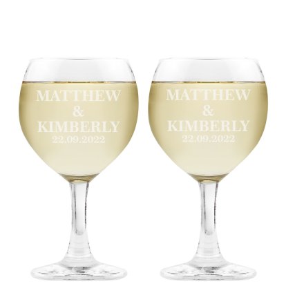 Personalised Goblet Wine Glasses - For Couples
