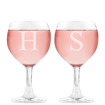 Personalised Goblet Wine Glasses - Large Initials