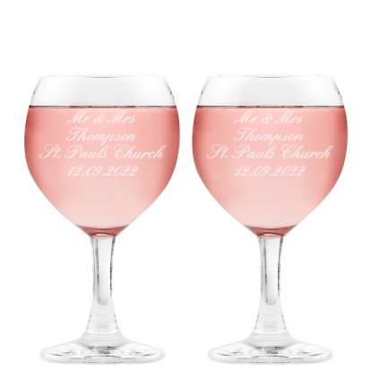 Personalised Goblet Wine Glasses - Scripted Message