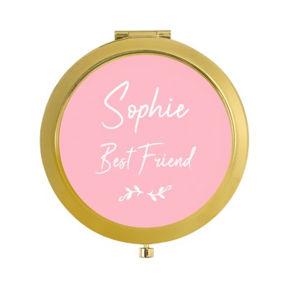Personalised Gold Compact Mirror - Pink