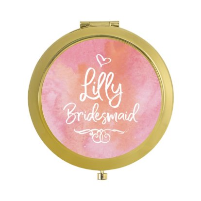 Personalised Gold Compact Mirror - Pink
