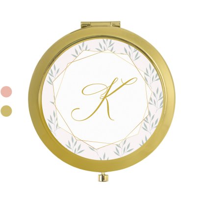 Personalised Gold Geometric Initial Compact Mirror