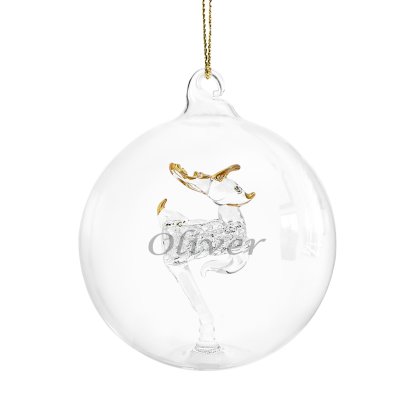 Personalised Gold Star Glass Christmas Bauble