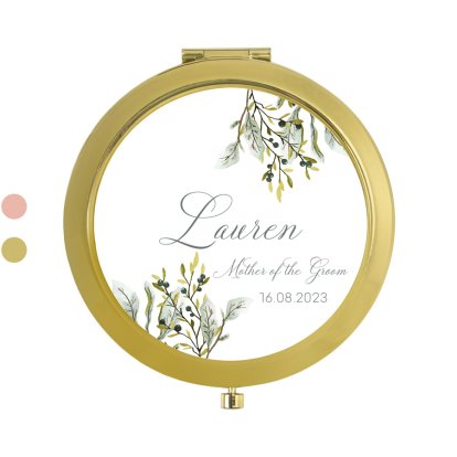 Personalised Gold Wedding Compact Mirror