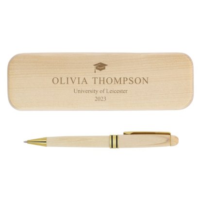 Personalised Graduation Bamboo Pen & Case