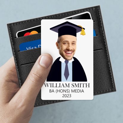 Personalised Graduation Photo Metal Keepsake Card - Him