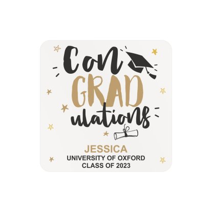 Personalised Graduation Square Coaster - Congratulations