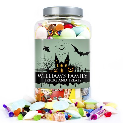 Personalised Halloween Spooky House Sweet Shop Jar